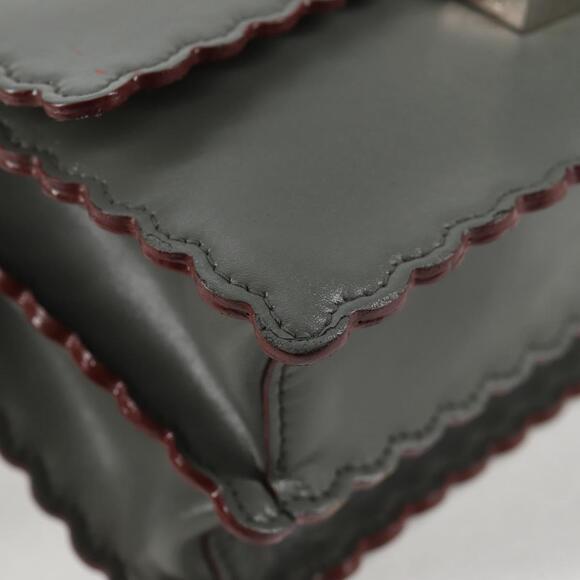 FENDI Chain Shoulder Bag Leather Gray Silver - Picture 8 of 12